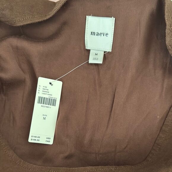 Anthropologie Brown Sheath Dress with Puff Sleeves and Cutout Back - Picture 5 of 6